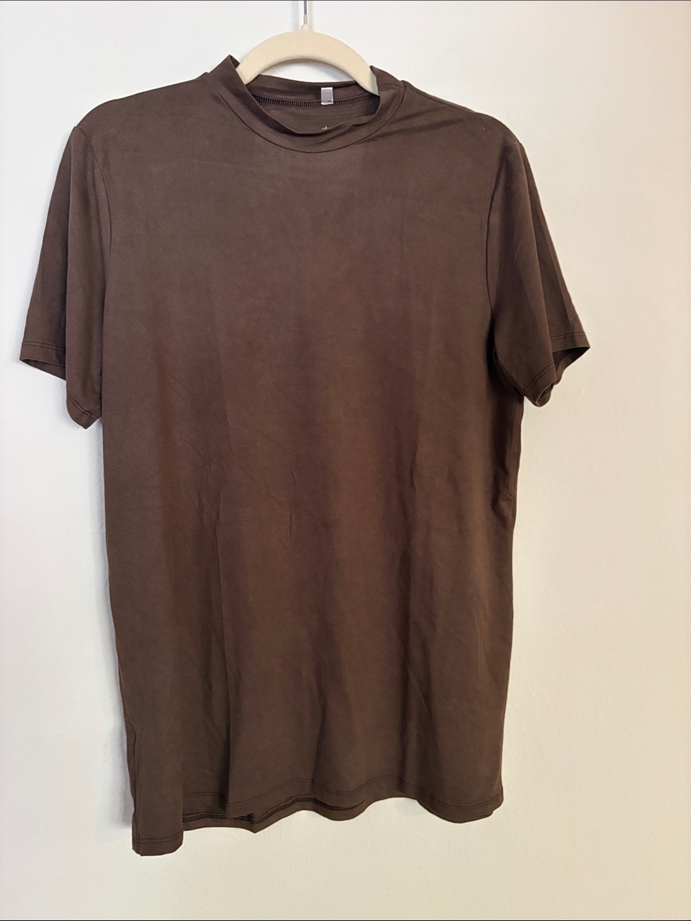 Classic Brown Suede Crewneck T-Shirt